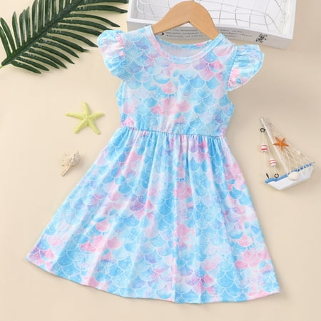 

Infant Toddler Baby Girls Middle And Small Children s Flying Sleeve Print Dress Princess Dress