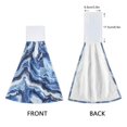 thumbnail image 3 of Haosy 2 Pack Kitchen Wash Cloths with Hanging Loops Absorbent Absorbent Quick Drying Hand Towels, Blue Black White Marble, 3 of 7