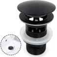 thumbnail image 1 of Black Sink Waste Basin, Chrome Pop Up Waste Large Area, Automatic Pop Up With Overflow Drain, Copper Pop Up Spring Stopper Basin Sink Compatible With, 1 of 5