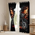thumbnail image 3 of Castle Fairy Skull Motorcycle Black Out Curtains for Adults, Flame Print Curtains Pack of 2 (42x63 Each) for Bedroom, Black Red, 3 of 6