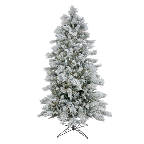 Open Box National Tree Company HGTV 7.5 Foot Slim Flocked Christmas Tree