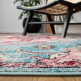 thumbnail image 4 of SAFAVIEH Madison Elinor Traditional Distressed Runner Rug, Light Blue/Fuchsia, 2' x 8', 4 of 8