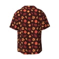 thumbnail image 6 of Lsque fall Maple leaf print Men's Cuban Collar Short Sleeve Shirt Summer Beachwear Casual Button Down Fashionable Vacation Leisure Shirt-Large, 6 of 7