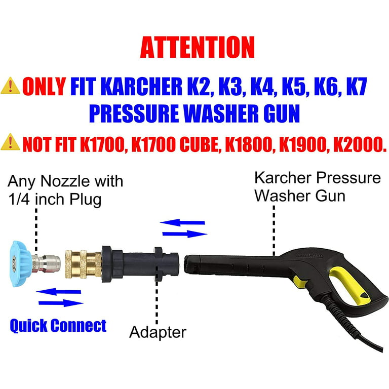Adaptateur de nettoyeur haute pression à connexion rapide 1/4 pour la série  Karcher K2 K3