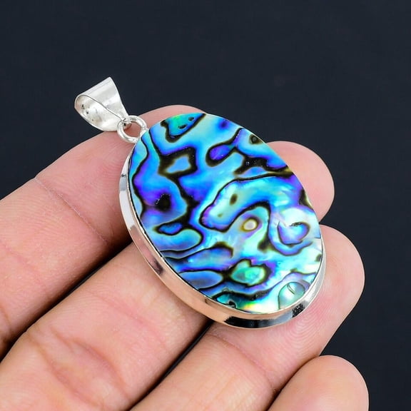 Abalone Shell Gemstone Handmade 925 Sterling Silver Jewelry Pendant