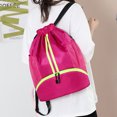 thumbnail image 4 of Mochila con cordón Mochila deportiva para gimnasio con bolsillos de malla Bolsa de cuerda resistente al agua para mujeres, hombres y niños, rosa roja, 4 of 5