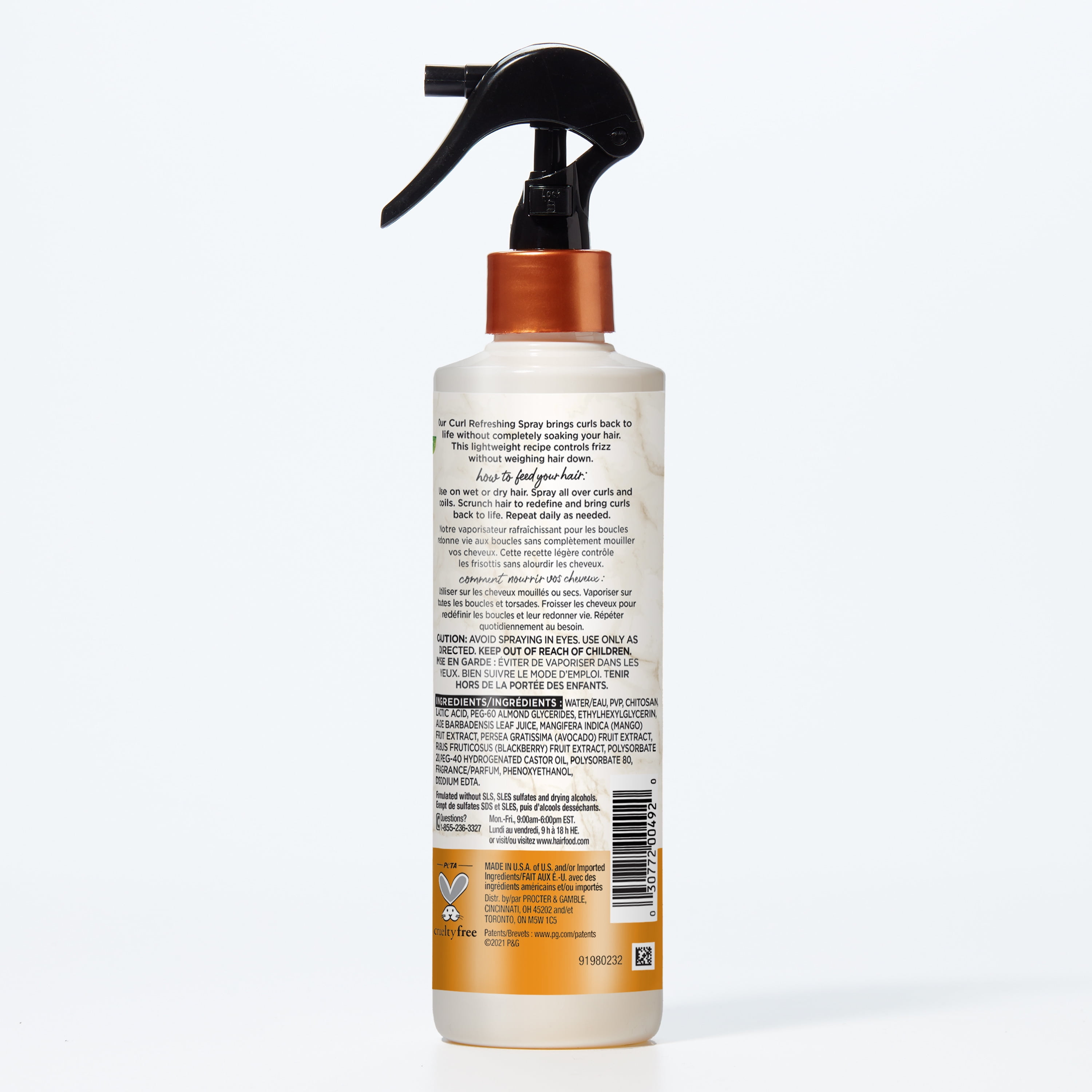 Hair Food Mango & Aloe Curl Refreshing Spray, 7.6 Fl. Oz. - Hair Styling Products for Curly Hair