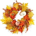thumbnail image 2 of Tyeign Fall Hanging Plant Artificial Autumn Maple Leaves Garland, Thanksgiving Front Door Wall Décor for Garden Party Fireplace Wedding, Harvest Pumpkin Berry Accent, 1 Wreath, 2 of 9