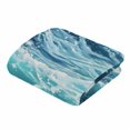 thumbnail image 5 of Abstract Ocean Waves Flannel Blanket for Bed,Travel and Camping, Modernism Blue Marine Super Soft Cozy Blanket for All Seasons 30"x40", 5 of 7