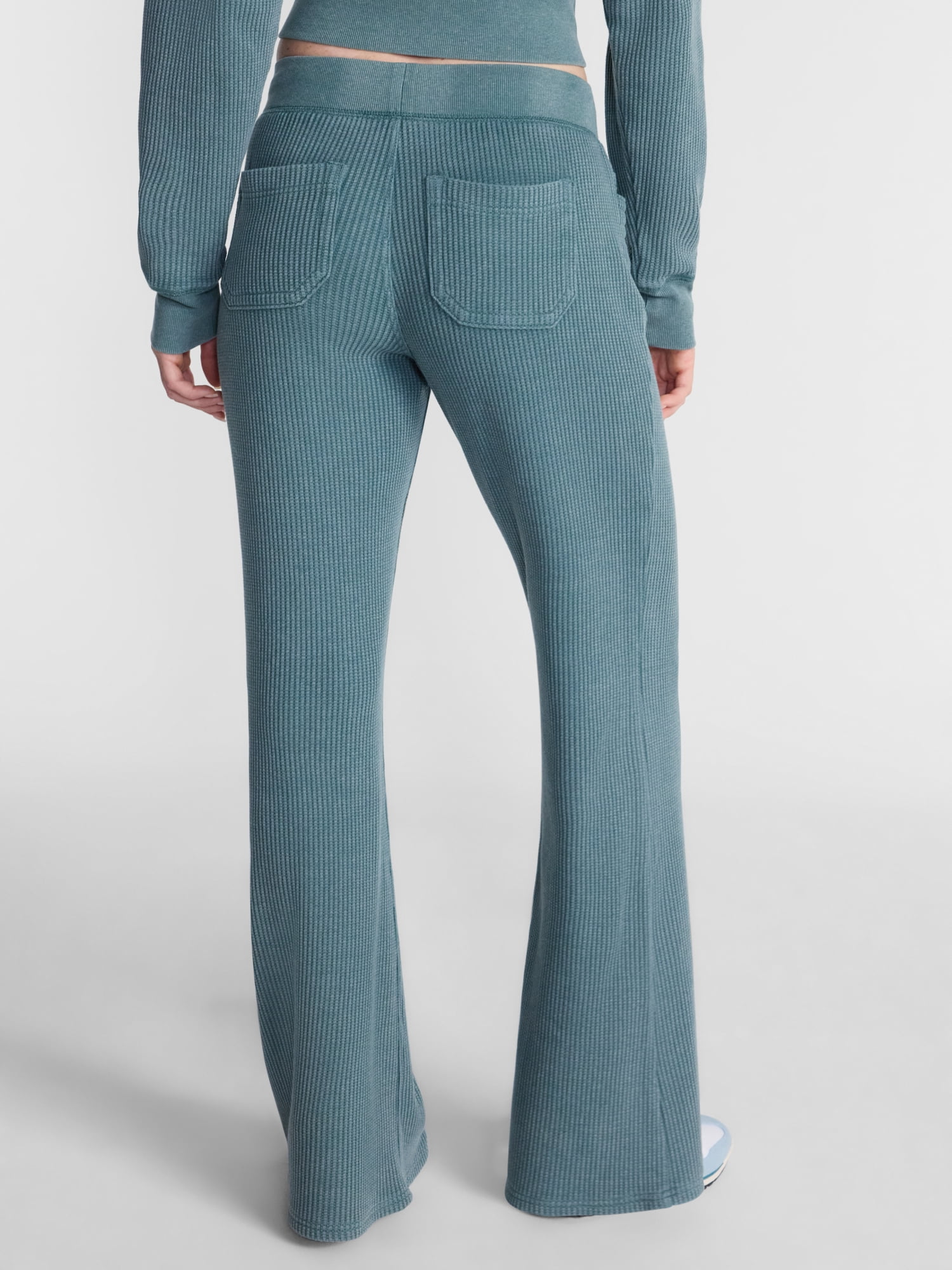 No Boundaries Waffle Knit Flare Pants, 31.5'' Inseam, Women's XXS-XXL