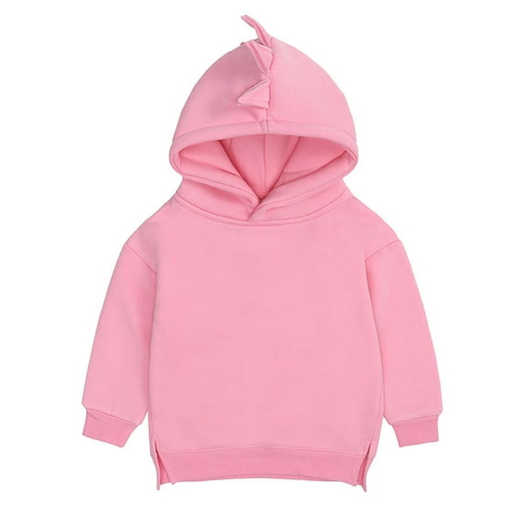 Verugu Toddler Baby Boys Girls Solid Hoodie Sweatshirt Baby Dinosaur Long Sleeve Pullover Tops Outerwear Kids Fall Hooded Tracksuit Outfits with Pocket Hot Pink, 9-10 Years