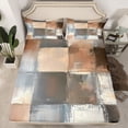 thumbnail image 2 of Manfei Geometric Plaid Full Size Sheets,Modern Abstract Art Bed Sheets,Brown Gray Sheet Sets For Men Women,Super Cozy Room Decor,4 Pieces, 2 of 7