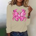 thumbnail image 3 of MORESEC Breast Cancer Shirts For Women Loose Fit Dressy for Women Long Sleeve Drop Shoulder Hoodie Pink Ribbon Print Pullover Shirts Tops Graphic Tee Tops Crew Neck Comfy Clothes Modest, 3 of 4