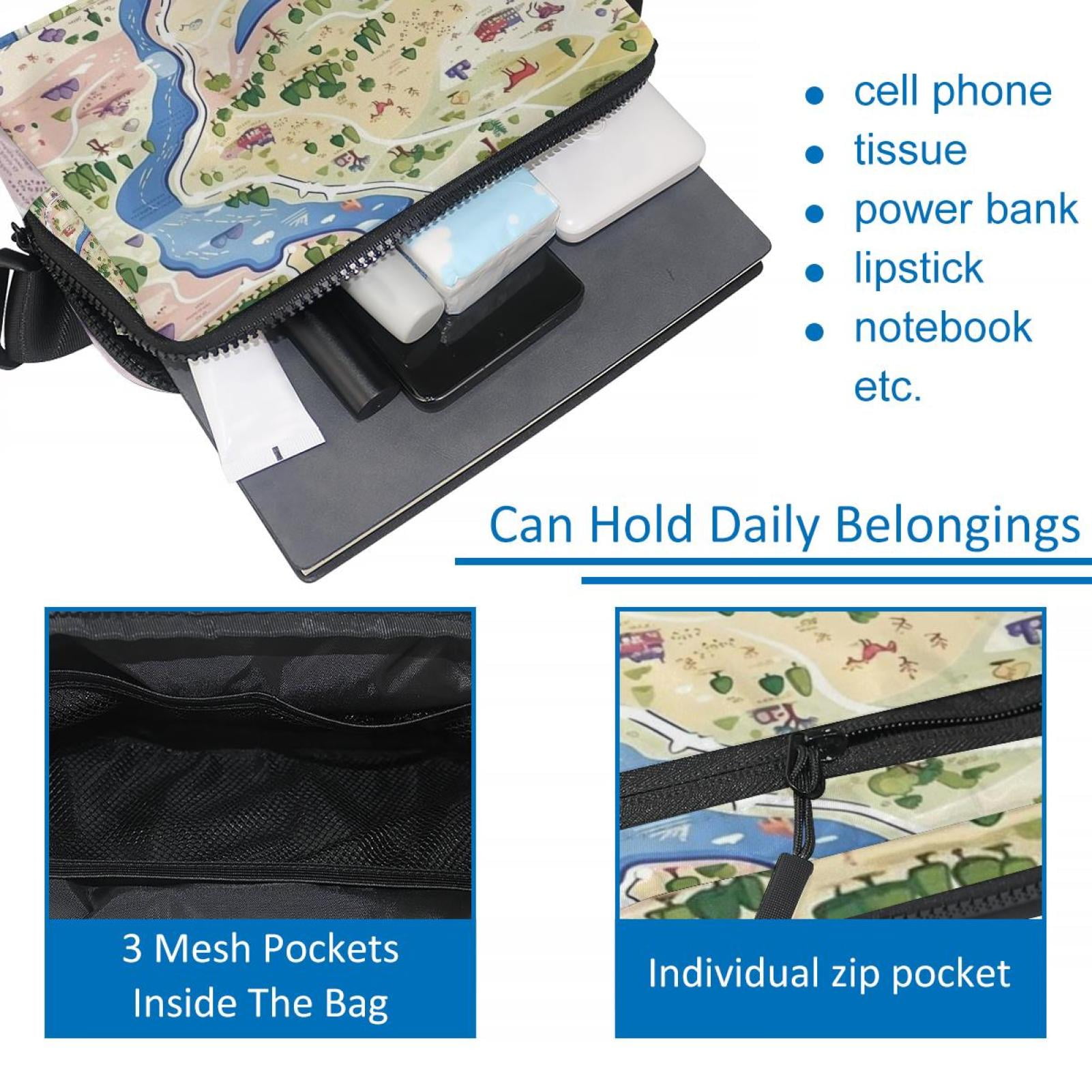 Map Lightweight Adjustable Belt Bag with Extension Strap - Unisex Running Waist Bag