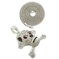 thumbnail image 4 of Stone Stud Hazardous Scared Skull Pendant with 4mm 30" Cuban Chain Necklace in Silver-Tone, 4 of 4
