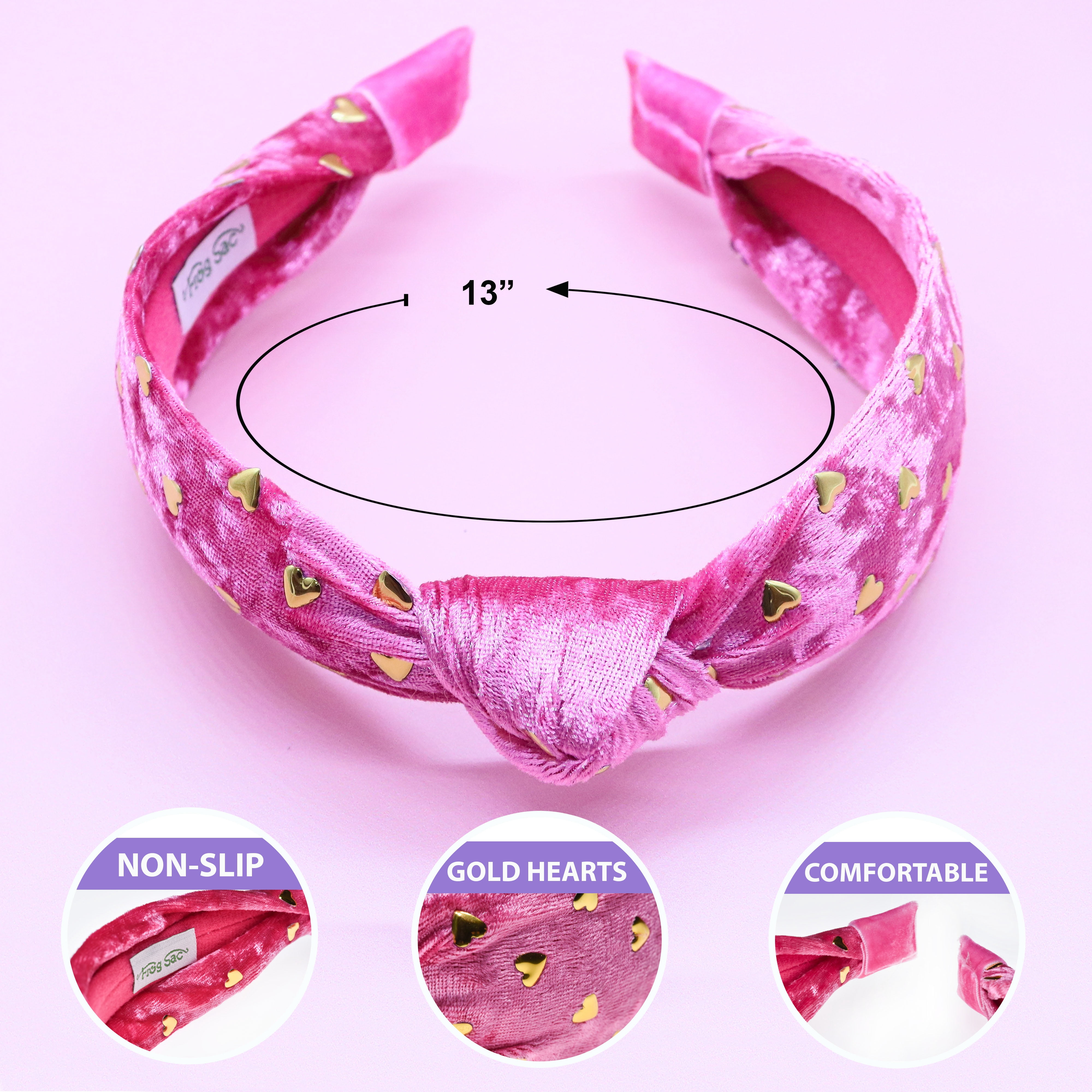 Studded Pink Knotted Headband - Women Accessories Pink Knotted Headband, Pink Velour Headband, Summer Top Knot  main image 2