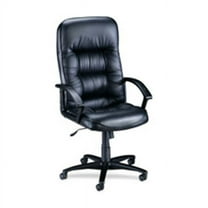 Lorell Executive Hi-Back Chair - Black Leather - 25.75in x 29.75in x 45.50in-49in