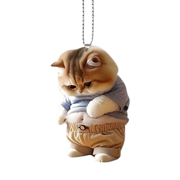 Cute Dog Cat Car Mirror Hanging Ornament Accessories, 2D Flat Acrylic Cats with Lanyard Car Interior #charms#, Rear View Car Mirror Pendant Ornament Keyring Decoration B4T8