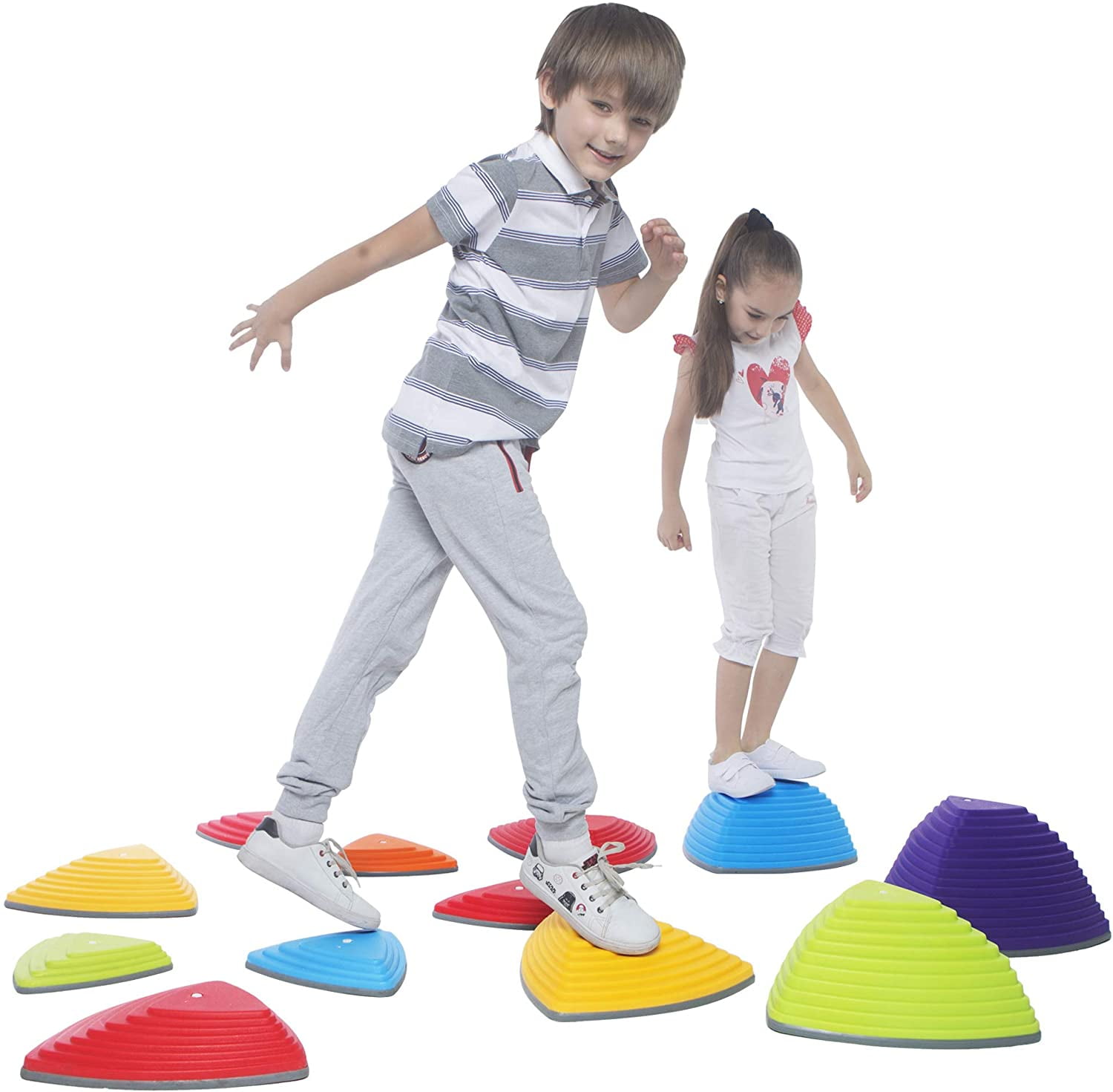 Gold Toy 12 Stepping Stones for Kids Indoor and Outdoor Balance Blocks