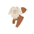 thumbnail image 2 of Aojekbee Baby Boys Outfit, Long Sleeve Letters Print Romper Elastic Waist Pants Hat Halloween Clothes, 2 of 10