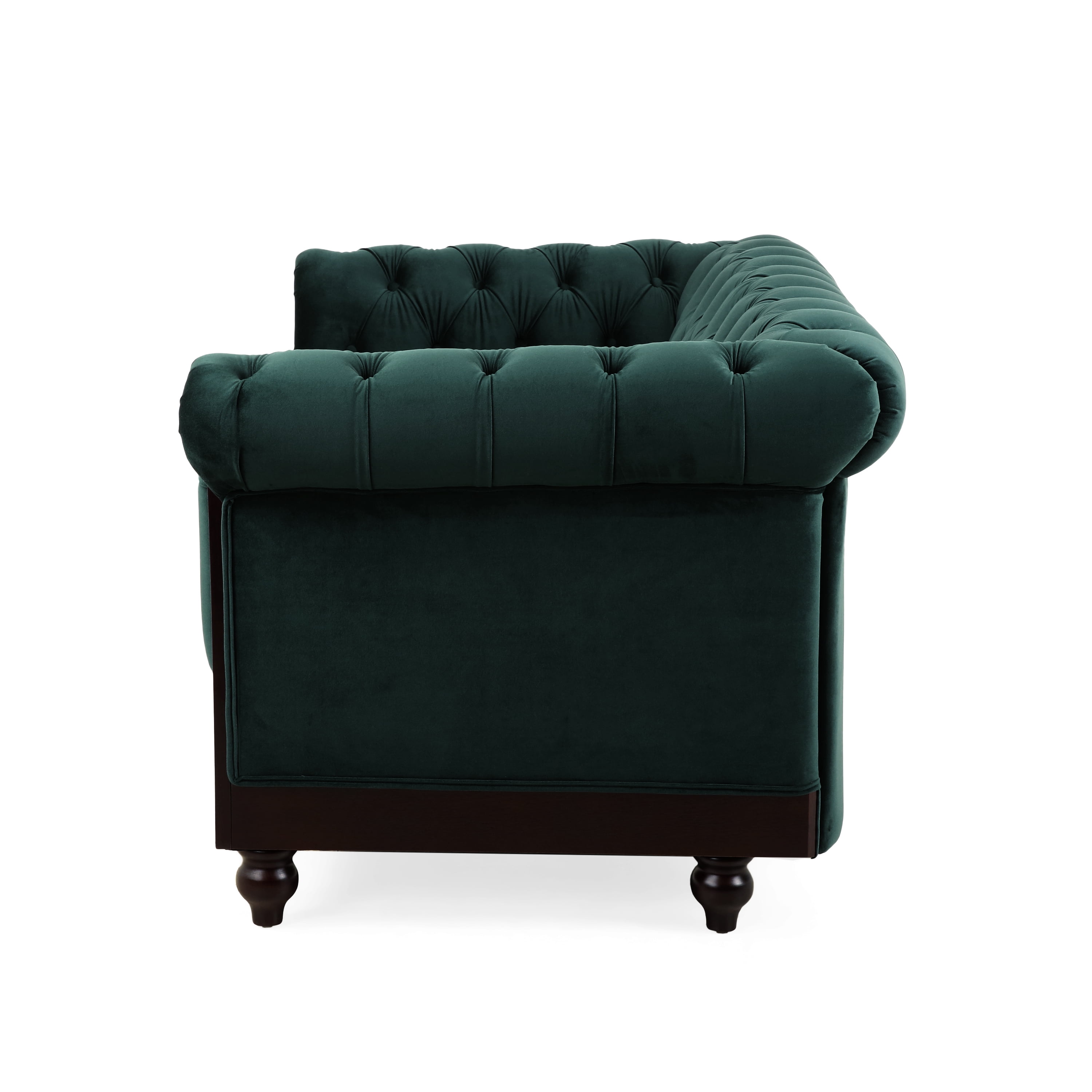 Euroco 59.44" Velvet Chesterfield Loveseat Sofa, Modern Upholstered Sofa Couch with Tufted Button Backrests and Rolled Arms,2 Seater Couch for Living Room,Bedroom, Office, Apartment,Forest Green