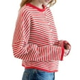 thumbnail image 4 of iHPH7 Travel Sweater Striped Sweater Women Womens Fall Clothing Travel Cardigan Women Fall Clothes Knits Clothing Loose Cardigan for Women Red XL, 4 of 8