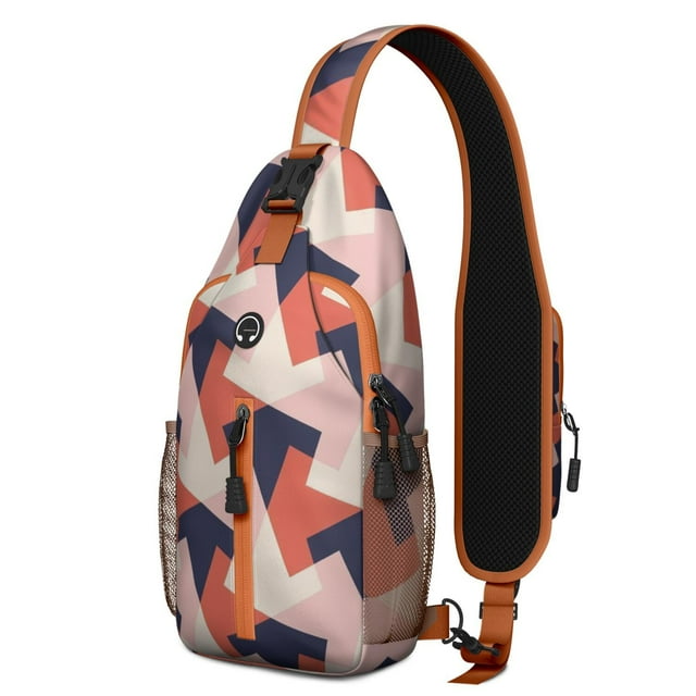 Starry Night Sling Bag, Abstract Geometric Crossbody Backpack with Fashionable Design and Multiple Compartments, Lightweight Travel Daypack