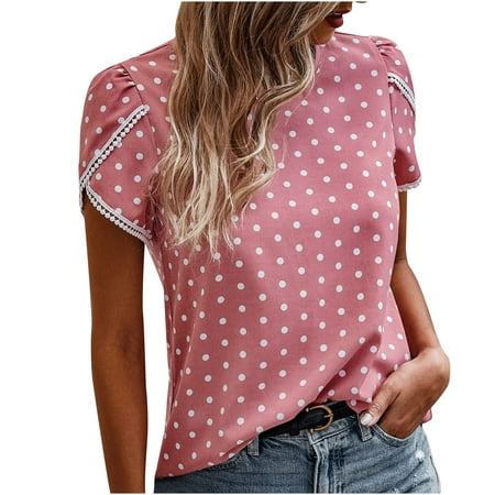 

Bospose Women O-Neck Shirt Short Sleeve Crop Top Corset Top Pink Top Women S Print T-Shirt Loose Casual Summer Tee Tops Lady T-Shirt Top Xl