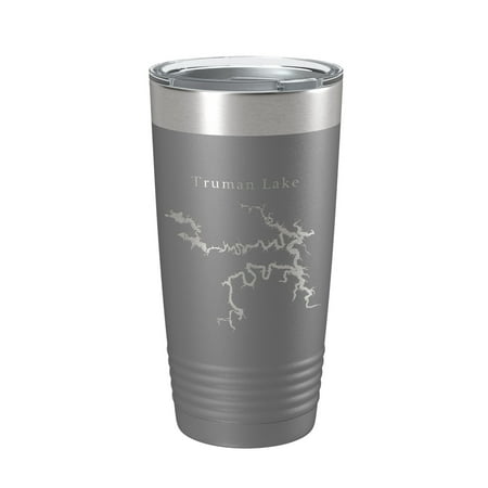 

Harry S. Truman Lake Map Tumbler Travel Mug Insulated Laser Engraved Coffee Cup Missouri 20 oz Dark Gray