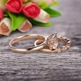 thumbnail image 5 of Bridal Set 1.75 Carat 6mm Princess Cut Morganite Solitaire Engagement Ring With Matching Wedding Band On 10k Rose Gold Art Deco Shining Startling Ring, 5 of 5