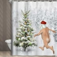 thumbnail image 4 of Funny Christmas Santa Claus Shower Curtain, Christmas Tree Winter Forest Snowflake Bathroom Curtains, Durable Waterproof Fabric Shower Curtain Set with 12 Hooks, 72X72in, 4 of 5