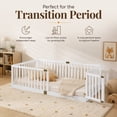thumbnail image 2 of Miniyam Wooden Twin Size Floor Bed for Kids with Door, High Safety Fence, White, 2 of 7