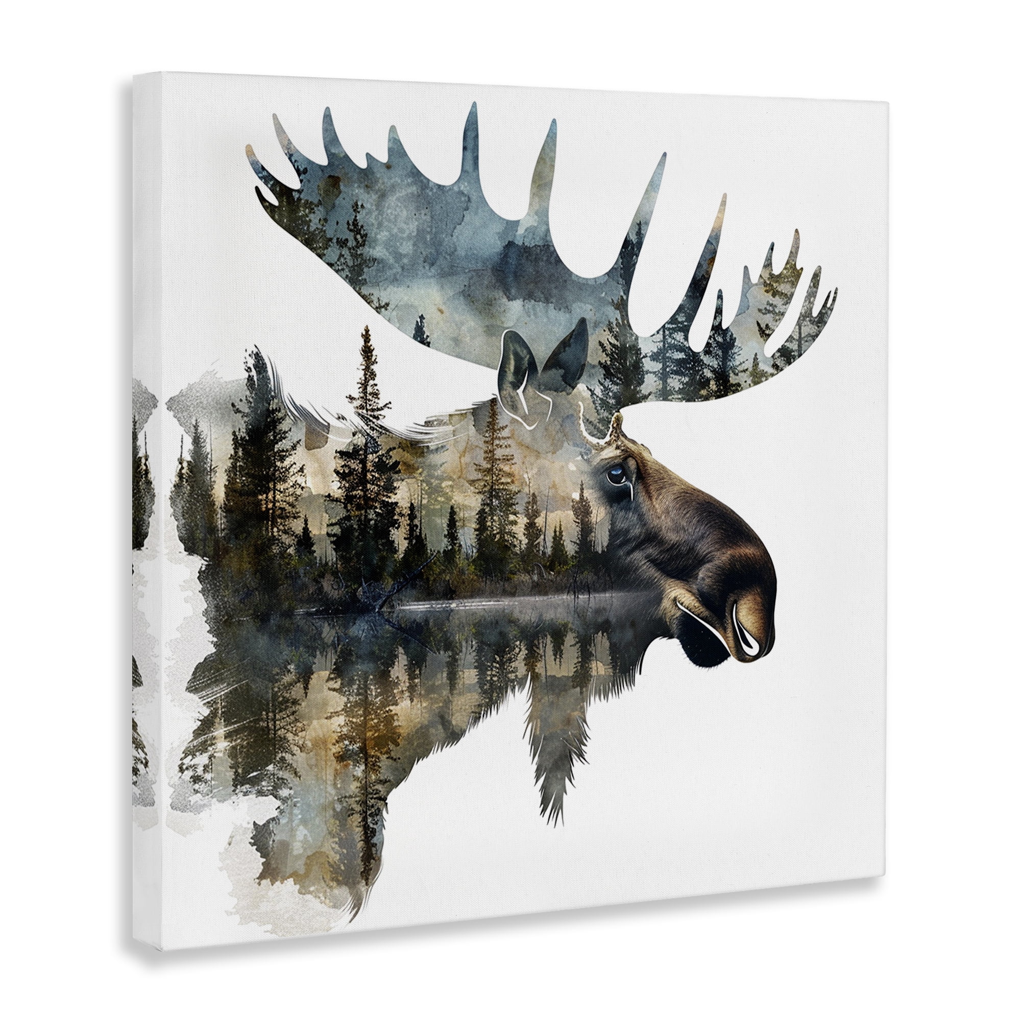 Stupell Industries Moose Head Silhouette Animals Painting Wrapped Canvas Art Print Wall Art, 36 x 36
