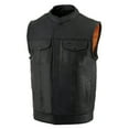 thumbnail image 7 of Milwaukee Leather MLM3510 Men's Black Premium Leather Club Style Vest - Dual Closure Open Neck Motorcycle Rider Vest 6X-Large, 7 of 7
