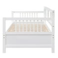 thumbnail image 4 of Wood Twin Daybed, Wooden Sofa Bed Guest Bed with Rails & Wood Slat Support, Dual-use Twin Size Platform Bed Frame for Living Room Bedroom, No Box Spring Needed  (White), 4 of 8