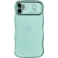 thumbnail image 4 of for iPhone 11 Case,Curly Wavy Grip Design Plated Love Heart Luxury Phone Case, Full Camera Lens Protection Fun Cute Side Small Pattern Electroplate Slim Soft Wave Case for iPhone 11,Mint Green, 4 of 17
