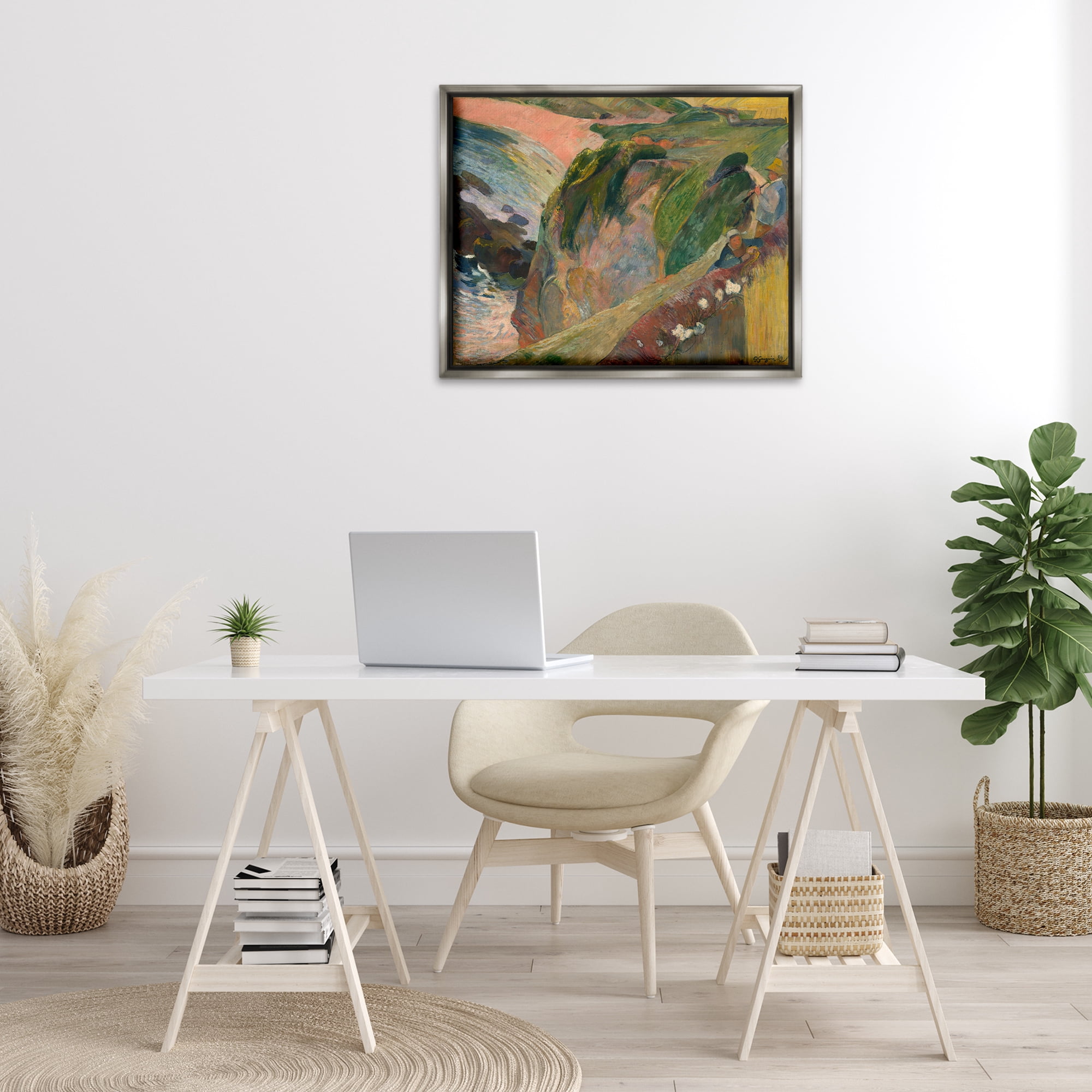 Stupell Industries Classic Gauguin Above The Sea Abstract Painting Gray Floater Framed Canvas Art Print Wall Art, 31 x 25