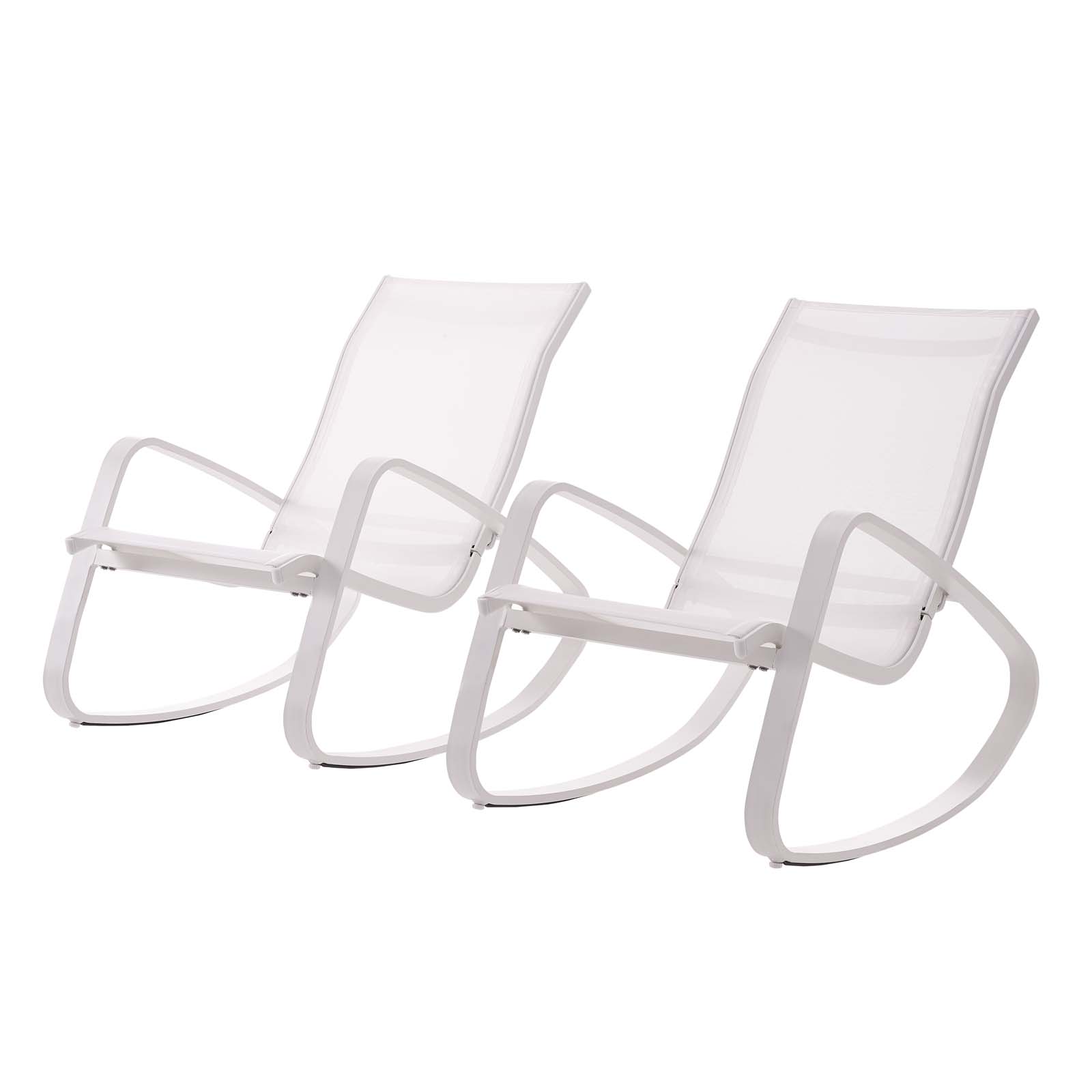 Modern Contemporary Urban Design Outdoor Patio Balcony Garden Furniture Lounge Chair Set, Set of Two, Aluminum Metal Steel, White - image 1 of 6
