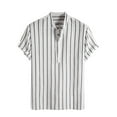 thumbnail image 2 of White Shirt for Men Soft Mens Tshirts T Shirts for Man 2025 Trendy Stripes Mens Shirts Dress Vintage Shirts Short Sleeve Cotton Linen Comfy Loose Fit, 2 of 7
