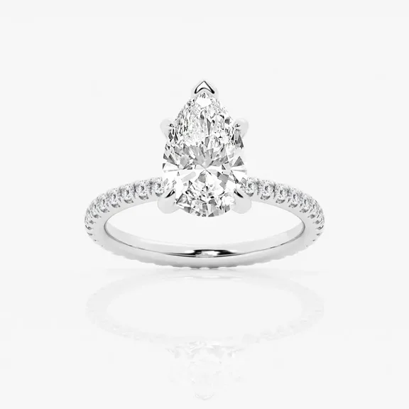 Vivid Jewel Teardrop 1.6 Ct Pear Cut Moissanite Ring - 14k White Gold Plated Ring - Engagement Wedding Waterdrop Ring for Women's - Forever Moissanite Ring for Women's