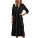 thumbnail image 4 of Vestido Largo de Manga Larga para Mujeres Cuello en V Suelto Bolsillo Cuarto de Manga Poliéster Vestido de Fiesta Casual, 4 of 8