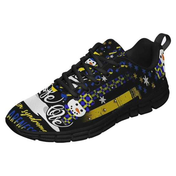 Faith Hope Love Down Syndrome Awareness Snowman Christmas Running Shoes Sneakers Mesh Black Size 3.5