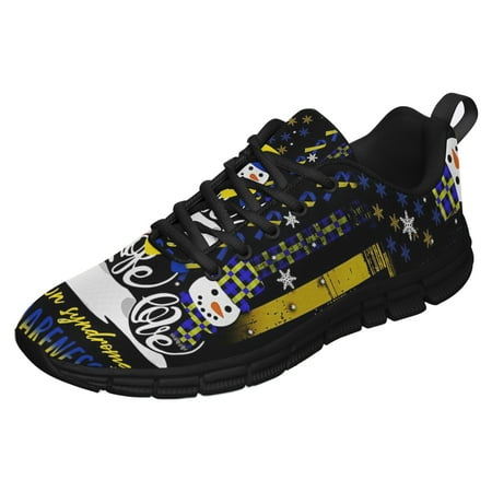 

Faith Hope Love Down Syndrome Awareness Snowman Christmas Running Shoes Sneakers Mesh Black Size 4