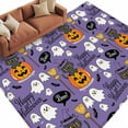 thumbnail image 3 of Halloween 6x9 Area Rugs, Orange Pumpkin Funny Ghost Black Cat Purple Non-Skid Rubber Backing Large Rectangle Rugs - Living Room Bedroom Home Office, Indoor Floor Mat Carpets Washable Rug, 3 of 9