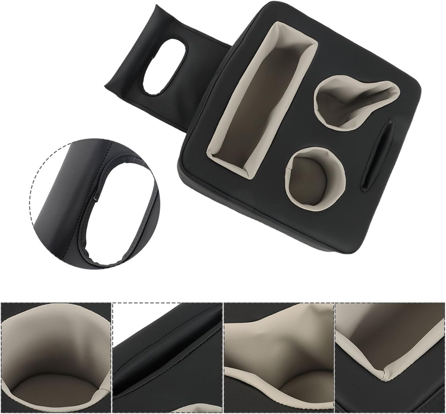 SEBLAFF 3.54-3.94Inch Wide Black Car Cup Holder Back Seat Couch Car Sofa Storage Boat Tray Back Seat Organizer