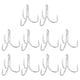 thumbnail image 1 of Uxcell 2/0# Anzuelos de pesca triples, anzuelo triple de pesca de acero al carbono de 4X fuerte para agua salada, plata 10 piezas, 1 of 6