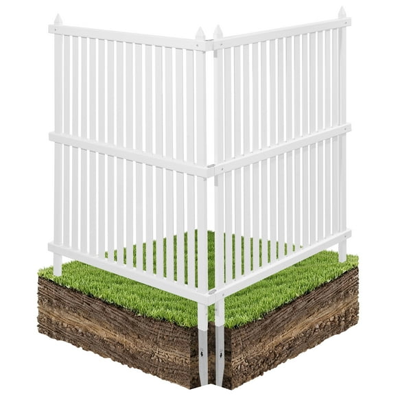VEVOR 2 Panels Outdoor Privacy Screen, 36 x 45 in Air Conditioner Fence with 19.7 in Ground Stakes, Pool Equipment Enclosure, Strip Vinyl Privacy Fence, White