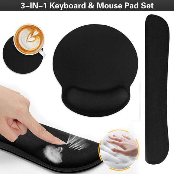 Ergonomic Mouse Pad with Wrist Rest, No Slip Keyboard Wrist Rest and Computer Wrist Support, Memory Foam Wrist Pad for Keyboard for Easy Typing and Hand Pain Relief
