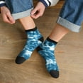 thumbnail image 3 of Fuzoiu Blue Tie Dye Print Adult Socks, Crew Moisture-wicking Socks, Unisex Cushion Crew Socks,Casual Sports Ankle Socks, 3 of 7