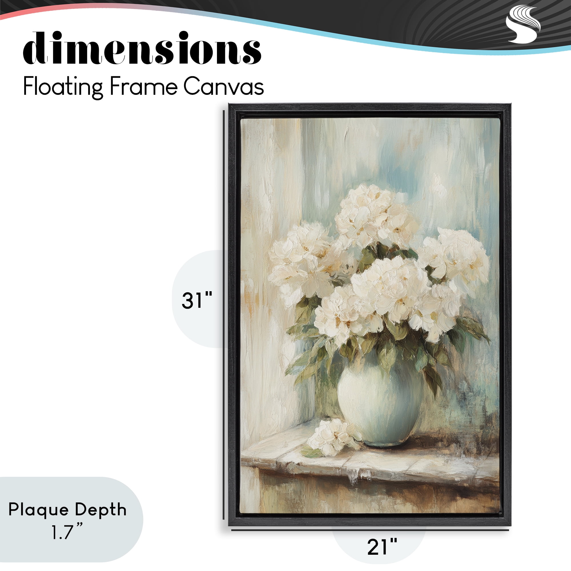 Stupell Industries Mantle Arrangement of Soft Blossoms Black Framed Floater Canvas Wall Art, design by Petal Prints Design